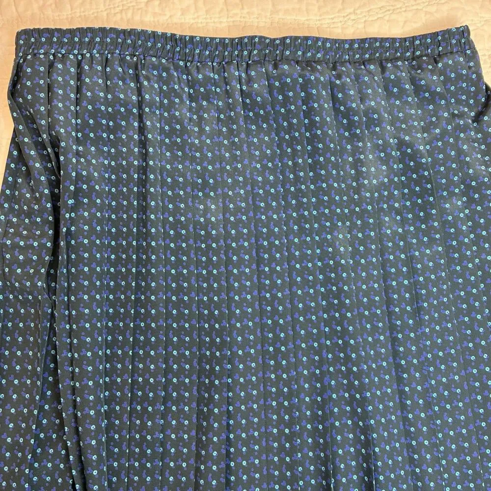 Pleated Blue Skirt Size 18 Elastic Waist Midi Vintage Career Classic Preppy